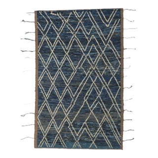 Blue Moroccan Short Pile Rug - 05'08 X 8'10 For Sale