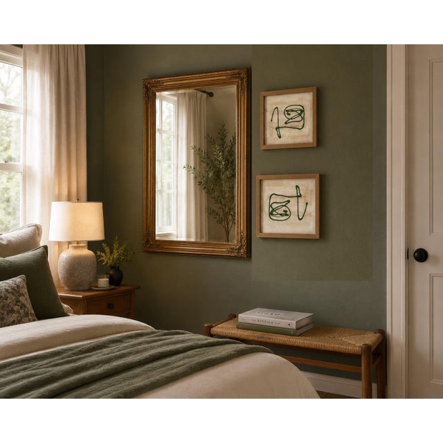 Green Organic Modern Textured Green Abstract Paintings in Natural Wood Frames – 8” X 10” - Unsigned Unknown Artist For Sale - Image 8 of 11