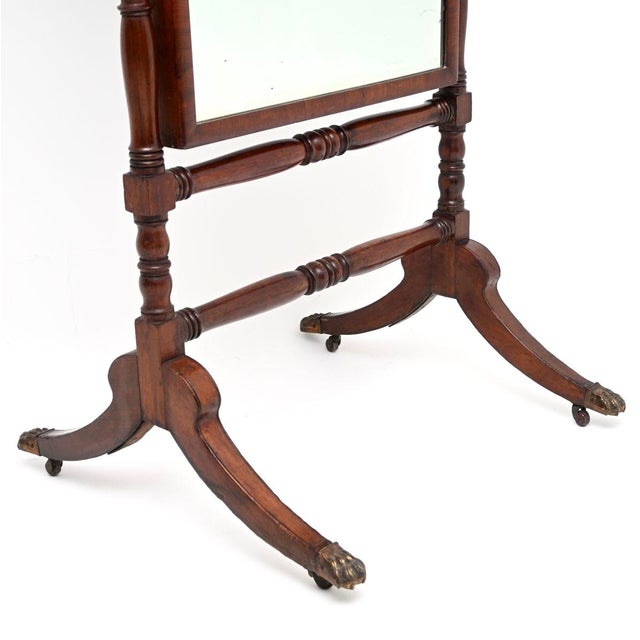 Brown Antique Regency Cheval Mirror, 1820s For Sale - Image 8 of 10