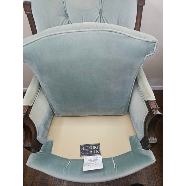 Vintage Hickory Chair Tufted Velvet Armchair (Model 986-88) - Light Blue For Sale In New York - Image 6 of 8