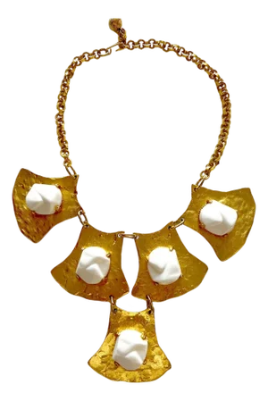 Alexis Kirk Plated Metal and Resin Stone Egyptian Revival Linked Necklace