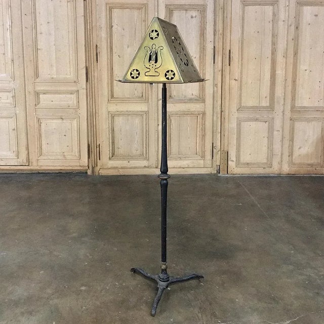 French 19th Century Wrought Iron & Brass Music Stand For Sale - Image 3 of 11