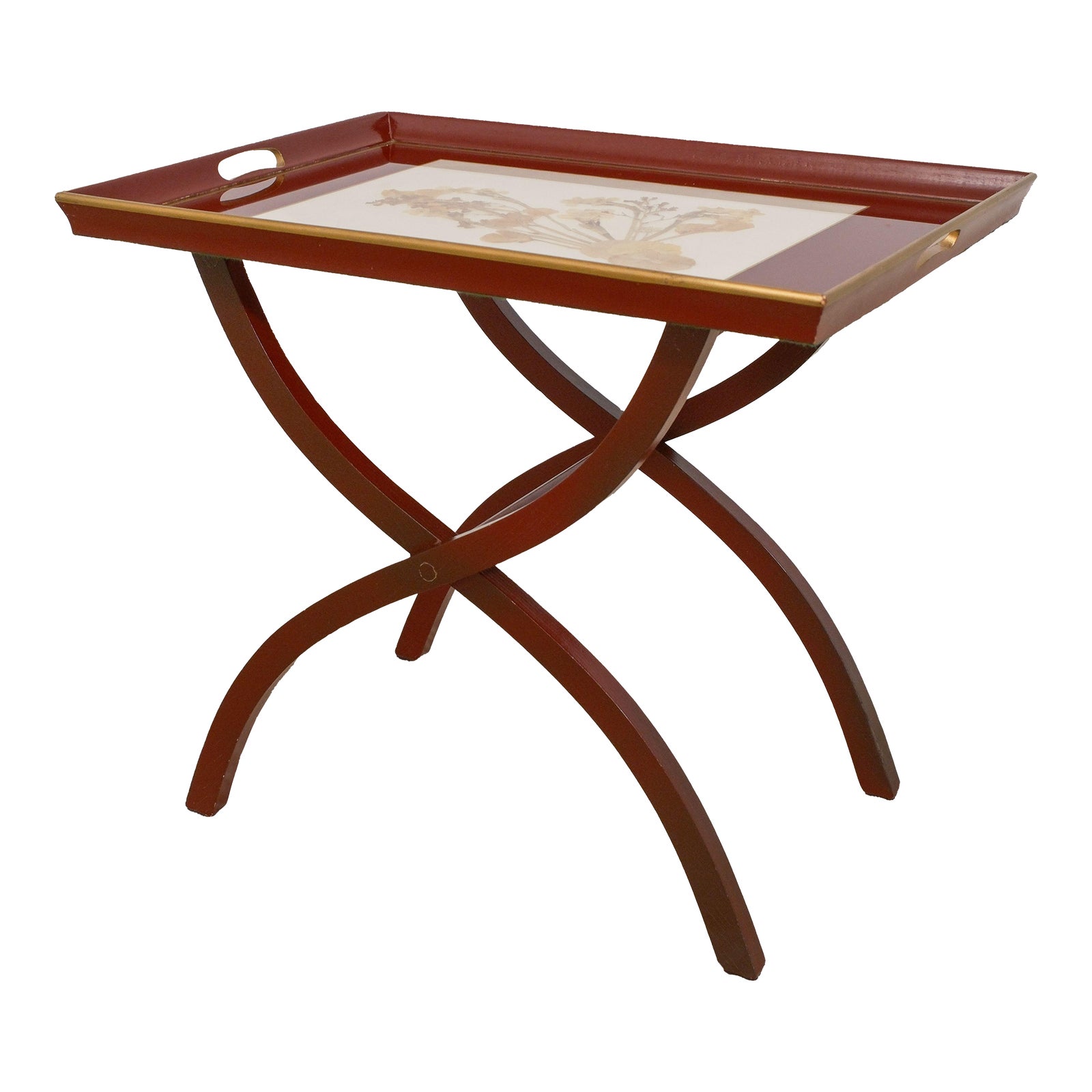 Vintage X Base Painted Butler Serving Tray Tea Table | Chairish