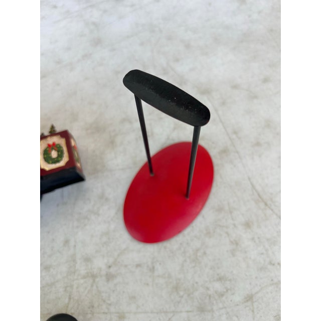 Metal Vintage Folk Art Articulated Balancing Santa in Train For Sale - Image 7 of 11