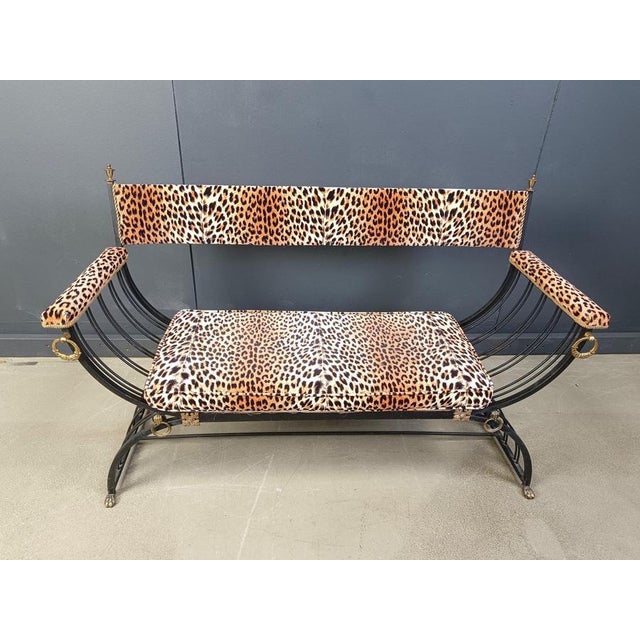 Curule Bench in the style of Maison Jansen, 1960s For Sale - Image 11 of 12