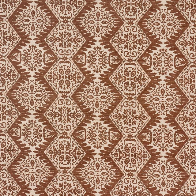 SAMPLE - Schumacher Berkeley Hand Printed Silk Fabric In Chestnut For Sale