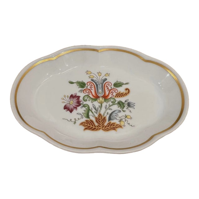 Vintage Richard Ginori Floral Gold Trimmed Catchall For Sale