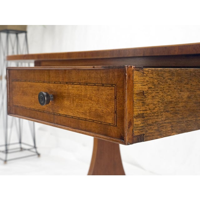 Drop Leaf Sides Dovetail Drawers Banded Inlaid Top Console Writing Library Table For Sale - Image 6 of 12