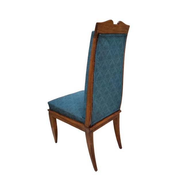 Mid 20th Century Set of Six Original French Mid Century Tall Back Dining Chairs With Nickel Mounts For Sale - Image 9 of 13