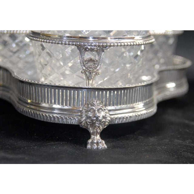 2000 - 2009 Cut Glass and Silver-Plated Decanter with Tantalus, Set of 3 For Sale - Image 5 of 13