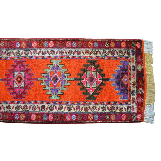 Shimmery Turkish Runner Rug. Hand-Knotted Tribal Extra Long Halway Rug Kitchen Decor - 2′9 × 13′8″ For Sale - Image 13 of 16