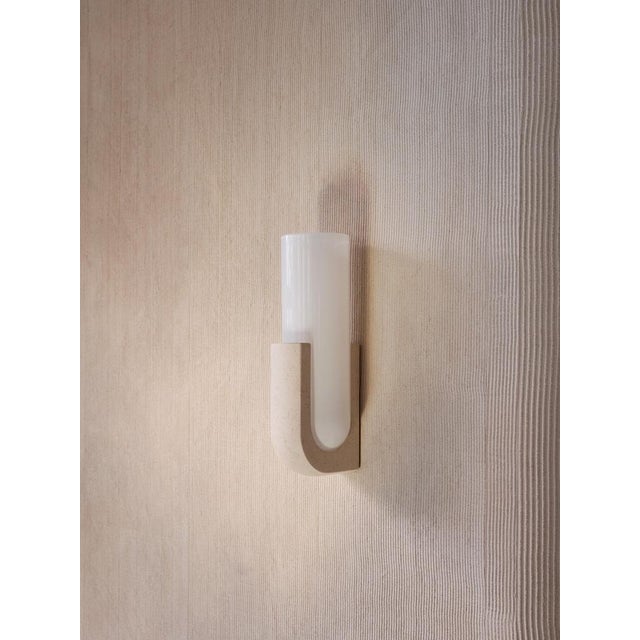 Not Yet Made - Made To Order Pluto Sconce in Ceramic Stone and White Glass by Farrah Sit For Sale - Image 5 of 11