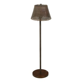 Mid 20th Century English Woven Basket Single Light Floor Lamp on Circular Base For Sale