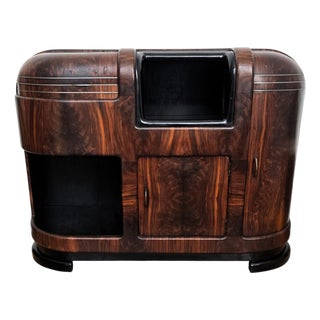 Italian Art Deco Walnut Burl and Mirror Mosaic Dry Bar Cabinet by Paolo Buffa, 1940s For Sale