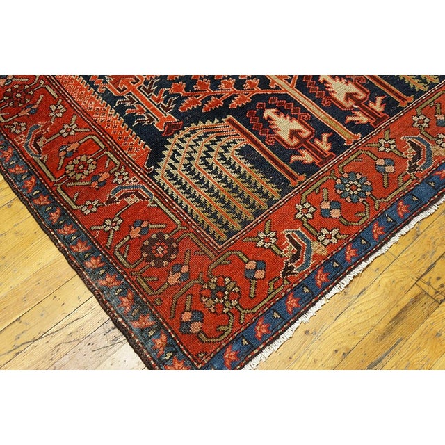 Early 20th Century 1900s Blue Navy Cypress Tree Antique Nw Persian "Bid Majnoun" Rug 4'6" X 7' Handknotted Wool Carpet For Sale - Image 5 of 6