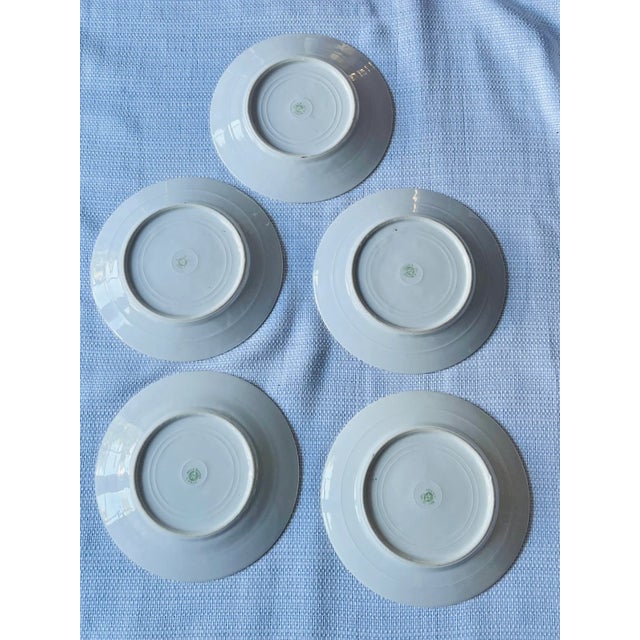 Metal Antique Japanese Poppy Plates - Set of 5 For Sale - Image 7 of 8