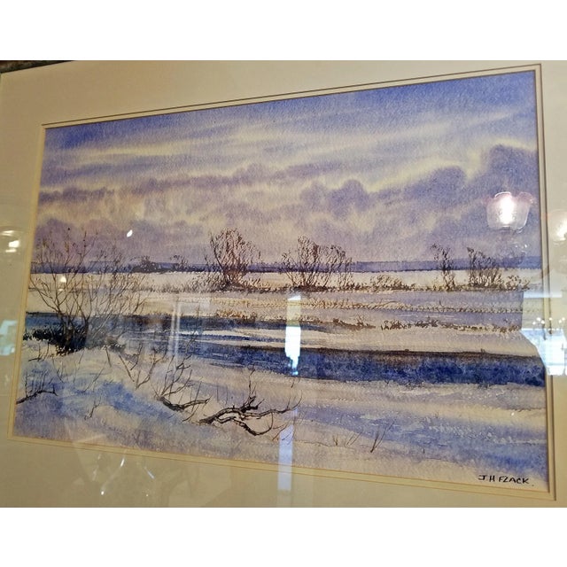 Irish Watercolor by Rev Jh Flack of Winter on ‘The Bog of Allen’ For Sale In Dallas - Image 6 of 9
