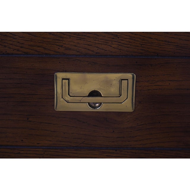 Brown Henredon Campaign Style Oak 2 Over 2 Drawer Chest For Sale - Image 8 of 18