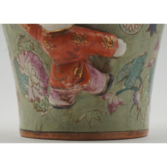 Late 19th Century Vintage Chinese Familia Rose Seven Boys Fertility Vase For Sale - Image 5 of 9