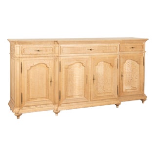 20th Century Long Bleached Oak Sideboard Buffet From Belgium For Sale