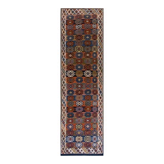 1920s Multi Geometric Kilim Antique Nw Persian Rug "4'8" X 15' Flat Weave Wool Carpet For Sale