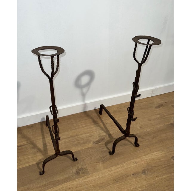 Gothic Wrought Iron Landiers. French. 18th century - a Pair For Sale - Image 3 of 12
