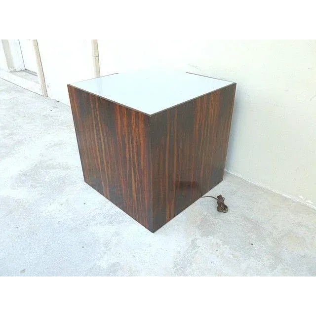 1970s 1970s Mid Century Modern Rosewood & Acrylic Floor Lamp Table For Sale - Image 5 of 13
