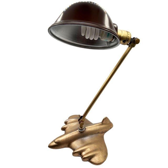 Art Deco Rare 1987 Brass-Tone Art Deco Style Dc-3 Airplane Table Lamp, by Sarsaparilla For Sale - Image 3 of 12
