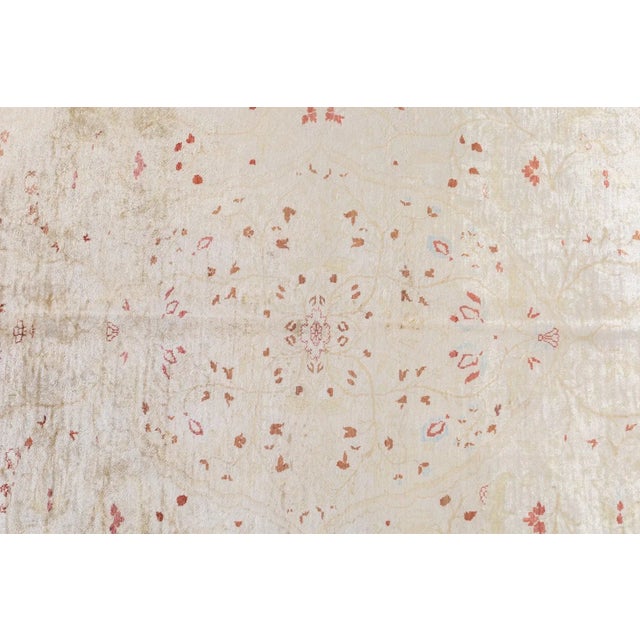 19th Century Silk Haji Jalili Tabriz Rug 4'2'' X 5'1'' For Sale - Image 5 of 11