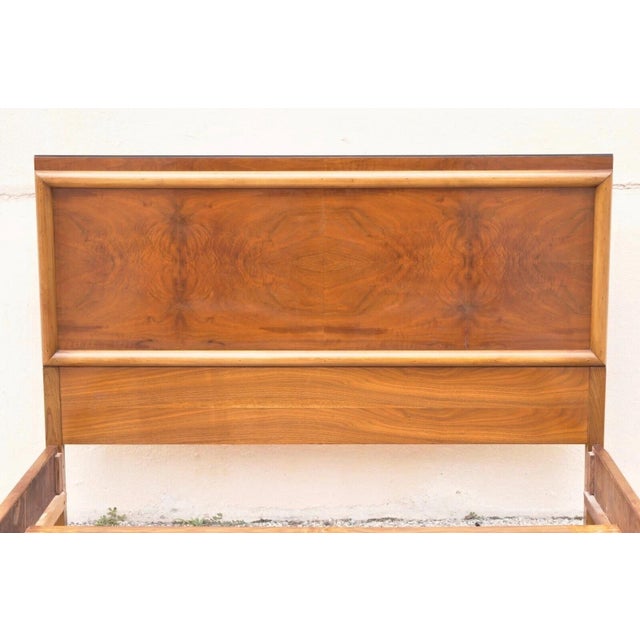 Mid-Century Modern Vintage Mid Century Modern Art Deco Walnut Full Size Bed Frame by Joerns Bros For Sale - Image 3 of 10
