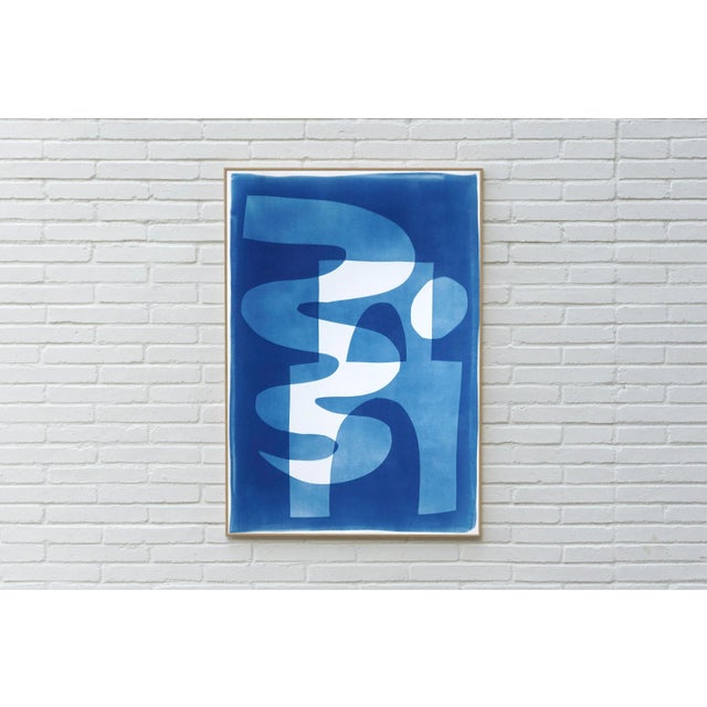 2025, Desert Modernism Cyanotype Monotype on Watercolor Paper, Blue and White "Cloudy Night", Handmade Monotype Cyanotype on Paper by Kind of Cyan For Sale In Miami - Image 6 of 8