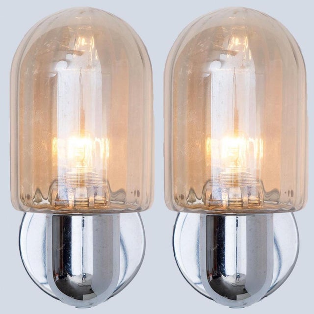 Silver Chrome Wall Lights with Smoked Glass from Markslöjd, Sweden, 1970s, Set of 2 For Sale - Image 3 of 14