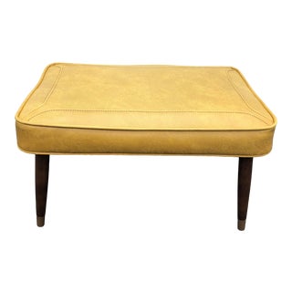 Mid Century Rectangular Ottoman in Harvest Gold For Sale