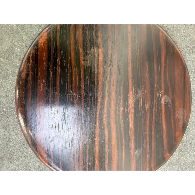 Vintage Turtle ? Hand Mirror Macassar Ebony Round Loop Wall Art Deco Modern For Sale - Image 4 of 6