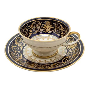 Rosenthal Porcelain Coffee Cup and Saucer Demitasse Black and Gold 1940