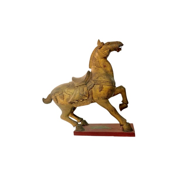 Mid 20th Century Hand-Carved Wood Large Tang Horse Dynasty Style Equestrian Asian Sculpture Decor For Sale - Image 4 of 9