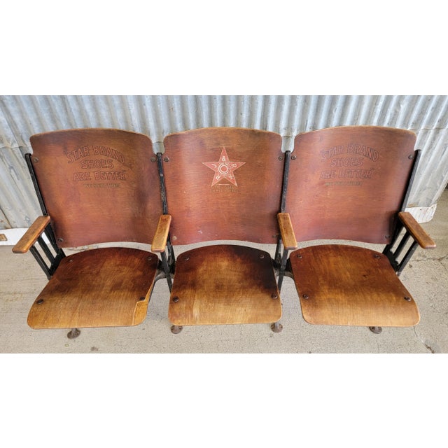 Antique Folding Chairs With Star Brand Advertising Theater Type Style For Sale - Image 10 of 12