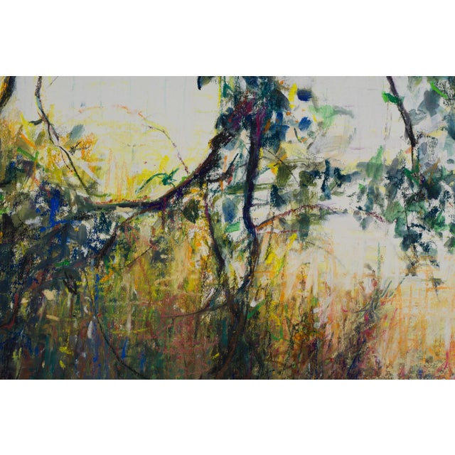 Contemporary Untitled, ca 2010 by Ernie Gallegos | Pastel on board Landscape with trees and water. For Sale - Image 3 of 5