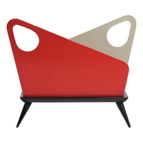 Vintage Magazine Rack by Bois Manu, 1950s For Sale