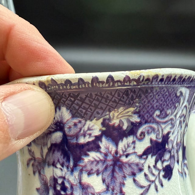 A Very Rare and Unusual Purple and Gray Transferware Decorated Coffeepot, Circa 1830's For Sale - Image 17 of 18