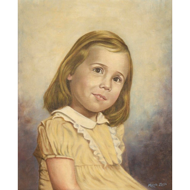 "Joni" - Portrait of a Girl in a Yellow Dress in Oil on Canvas Skillful portrait of a young girl by Morris Zirlin...