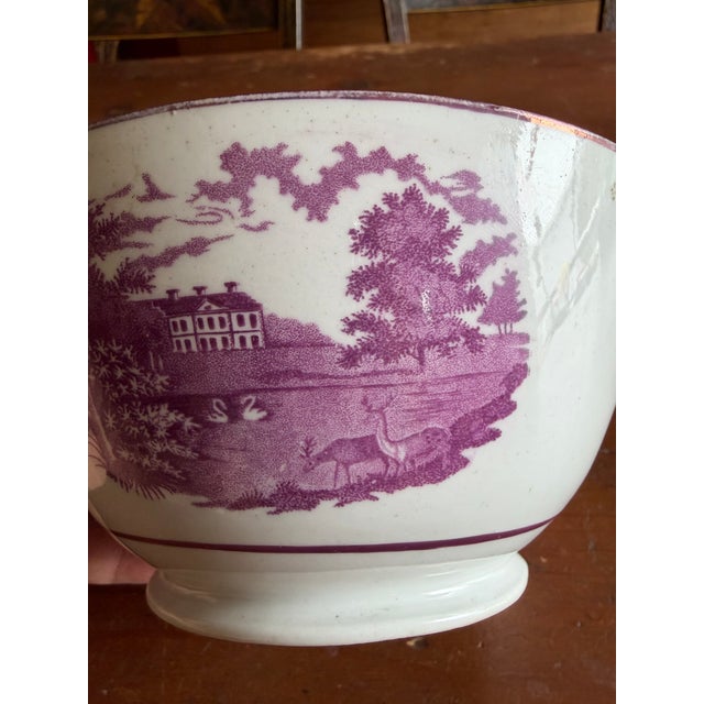 Rare Antique Pink Lustre and Bat Printed Pearlware Waste Bowl, Attributed to Thomas Wolfe, Circa 1805 For Sale - Image 9 of 14