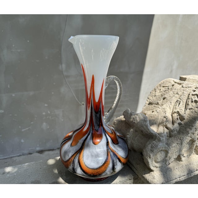 Large Murano Opaline Glass Pitcher Vase by Vetreria Barbieri, Italy, 1970s For Sale - Image 9 of 18