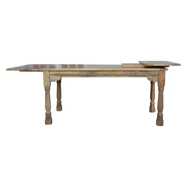 Rustic Solid Oak-Finish Mango Wood Dining Table For Sale - Image 3 of 8