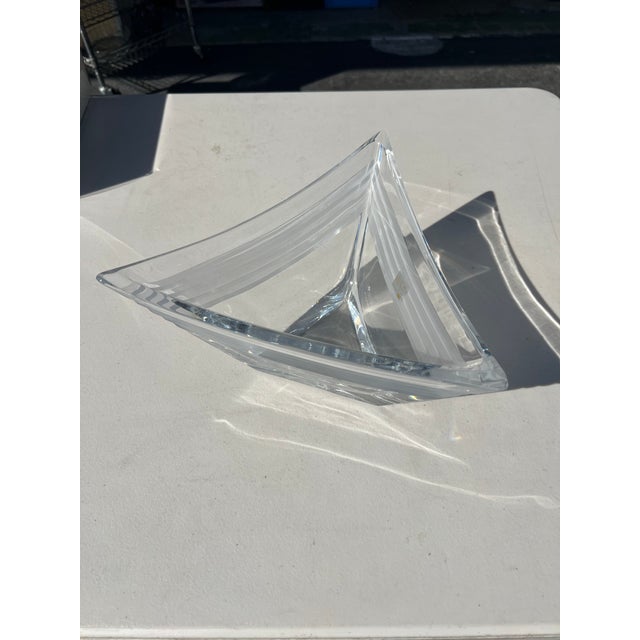 Vintage Postmodern Mikasa "Legacy" Frosted Geometric Crystal Centerpiece Bowl For Sale In West Palm - Image 6 of 10