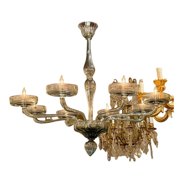 Murano 8-Arm Fontana Green Chandelier For Sale