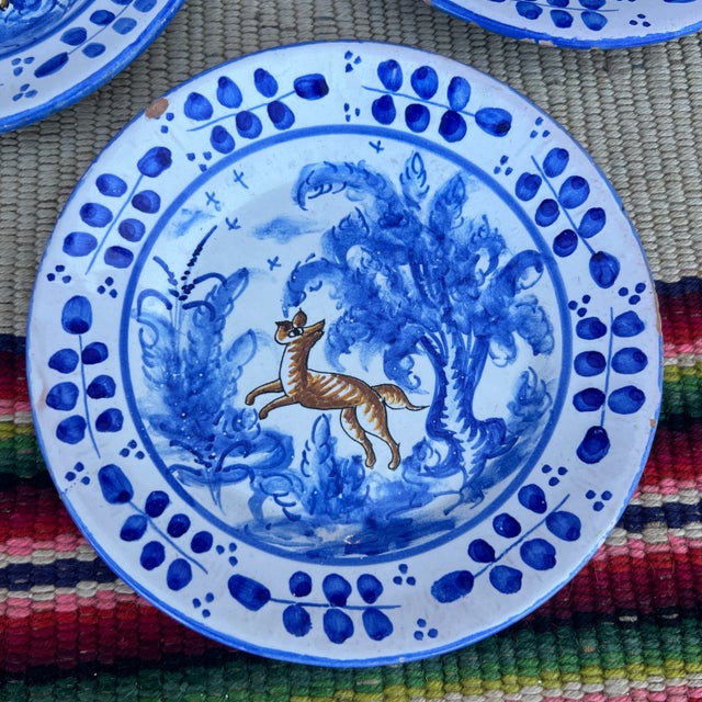 Ceramic Circa 1970s Vintage España Talavera Polychrome Decorated Plates- Set of 6 For Sale - Image 7 of 12