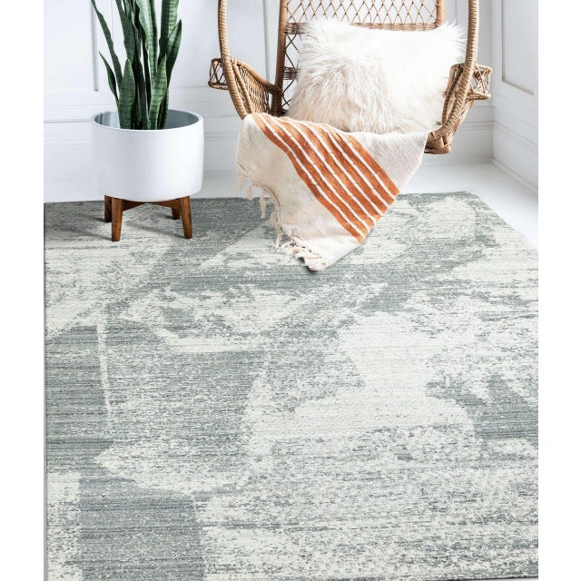 2020s 9x12 Versatile Freya Gray Silver Abstract Contemporary Handmade Wool Carpet Rug For Sale - Image 5 of 11