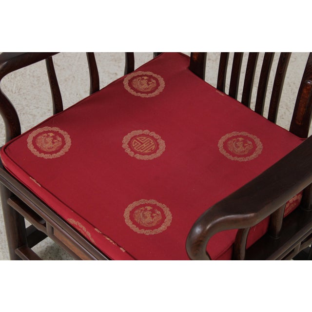 Pair Vintage Chinese Rosewood Armchairs For Sale - Image 10 of 13