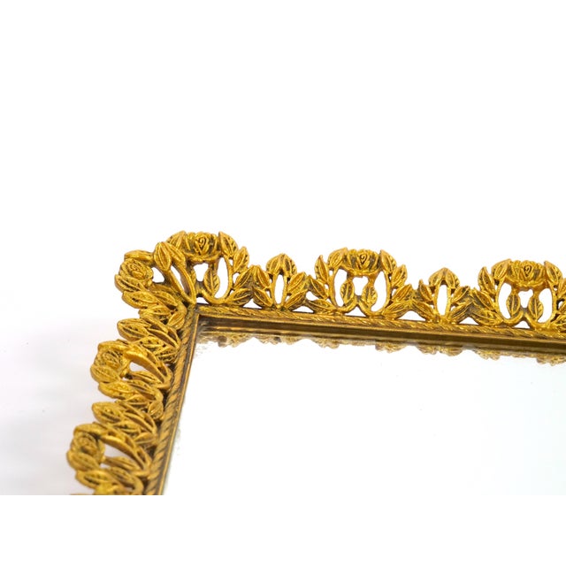 North American Gilt-Metal and Mirrored Vanity or Serving Tray, 1970s For Sale - Image 4 of 10